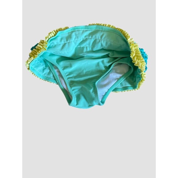 Circo Infant toddler Girls Swim Suit 18 Months blue green ruffles 2 piece Euc - Picture 3 of 5